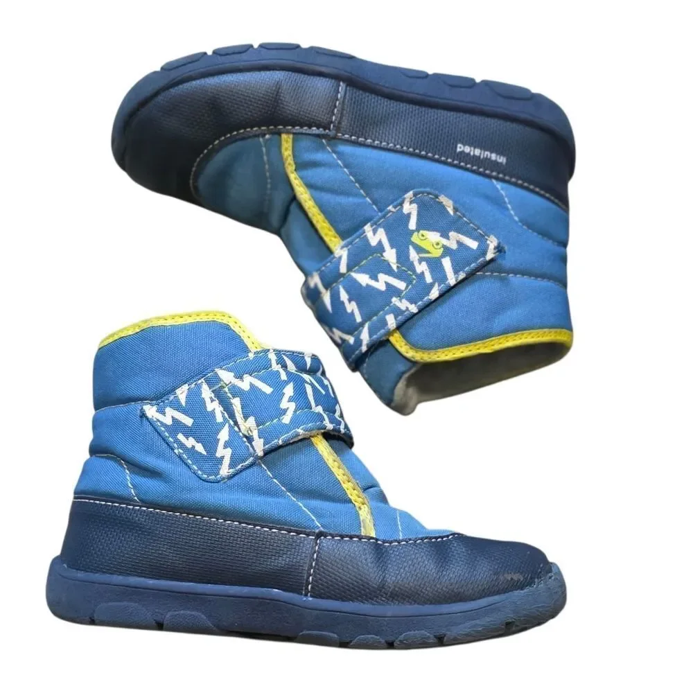Blue Blake Boots Lightning Velcro Strap Winter Boots/ Insulated & Waterproof